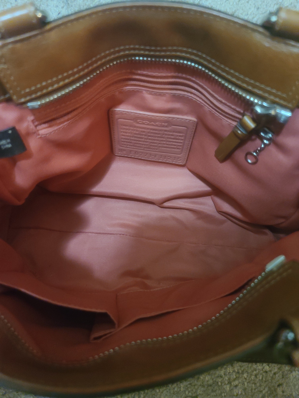 Coach Orange-Brown Tweed Satchel with Leather Trim - Picture 11 of 16